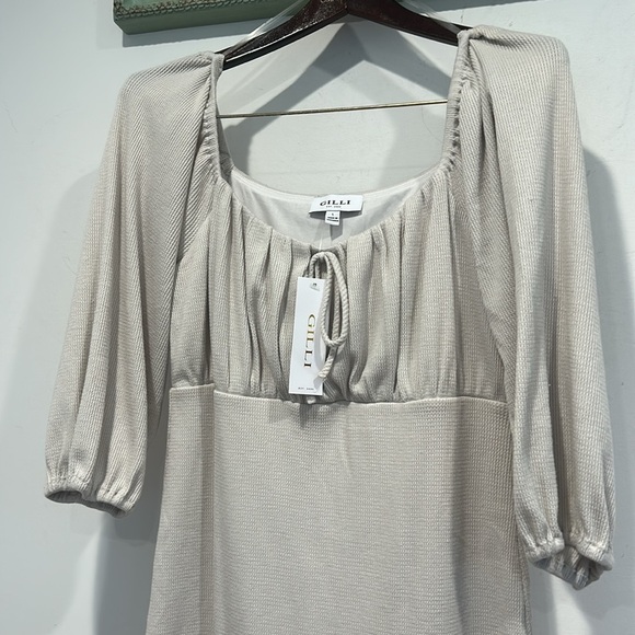 Gilli Quite Luxury Cream 3/4 Sleeve textured mini Dress women’s large new - Picture 3 of 6